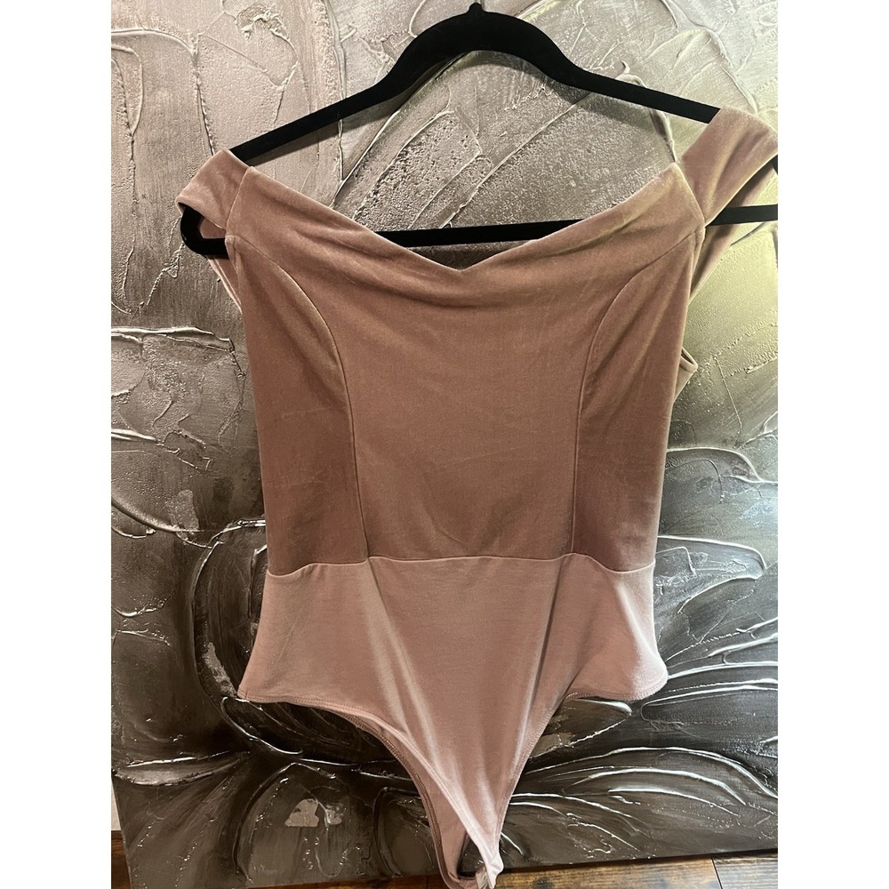 Light Pink Velvet Bodysuit Boho Glam Chic Party Top -Free Press -Size L -New - Picture 7 of 16